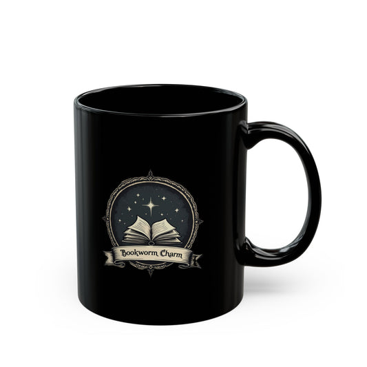 Bookworm Charm - Black Mug (11oz, 15oz)