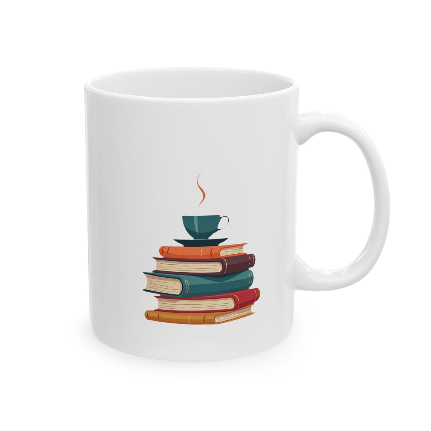 Books and Coffee Ceramic Mug, (11oz, 15oz) - Free Shipping