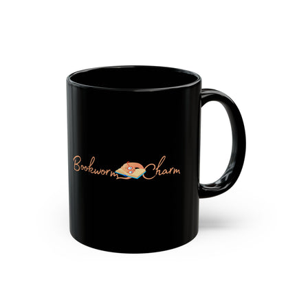 Sleeping Bookworm Charm - Black Mug (11oz, 15oz)