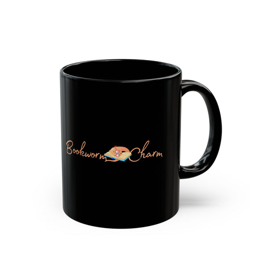 Sleeping Bookworm Charm - Black Mug (11oz, 15oz)