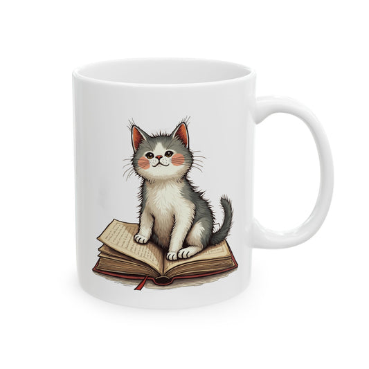 Curious Kitten Ceramic Mug, (11oz, 15oz) - Free Shipping