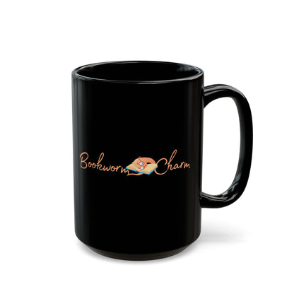 Sleeping Bookworm Charm - Black Mug (11oz, 15oz)