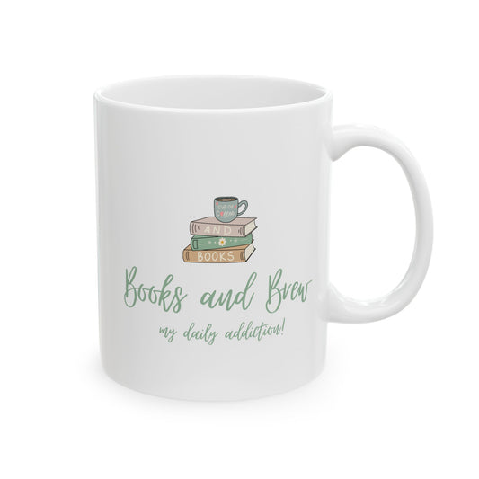 Books and Brew Ceramic Mug, (11oz, 15oz) - Free Shipping