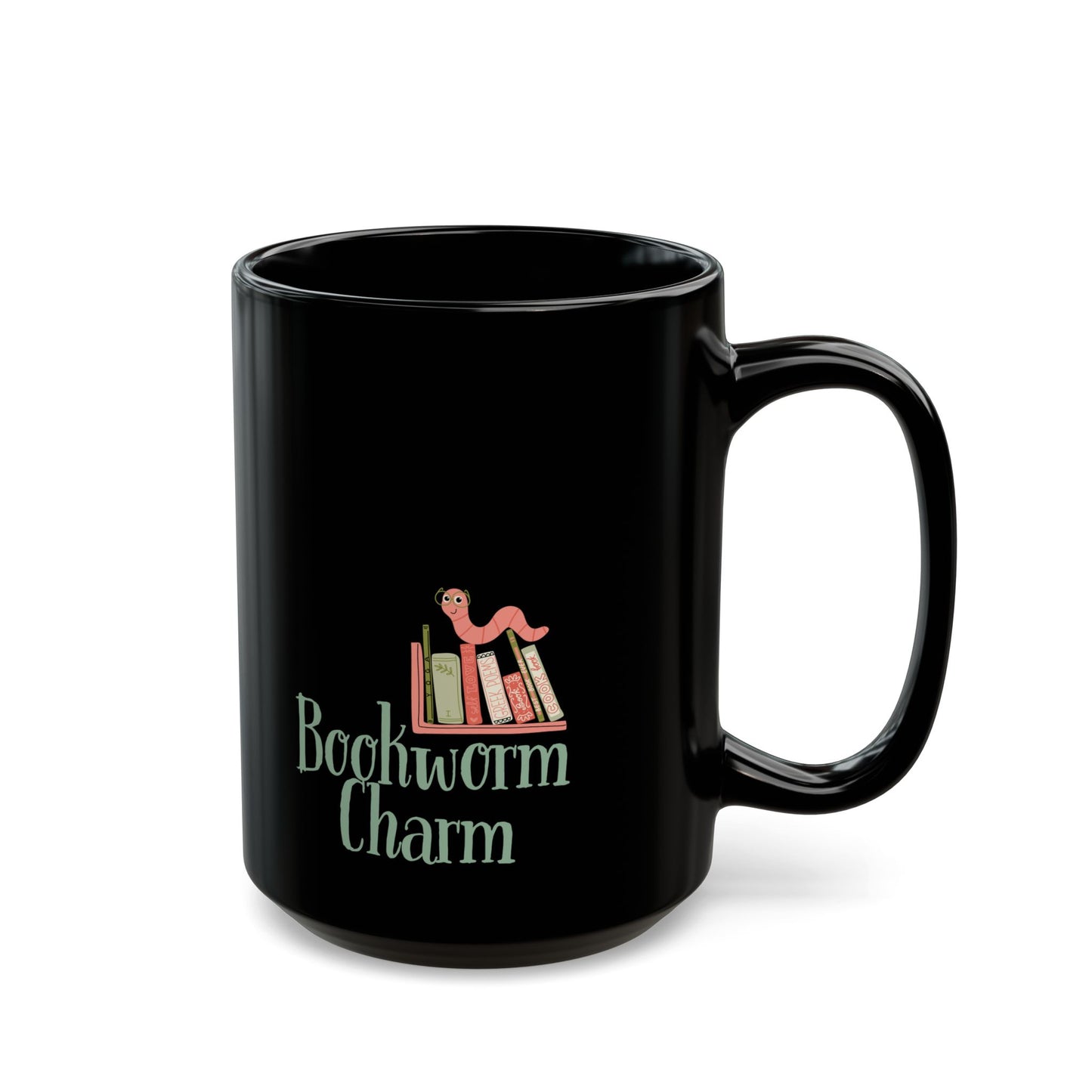 Bookworm Charm - Black Mug (11oz, 15oz)