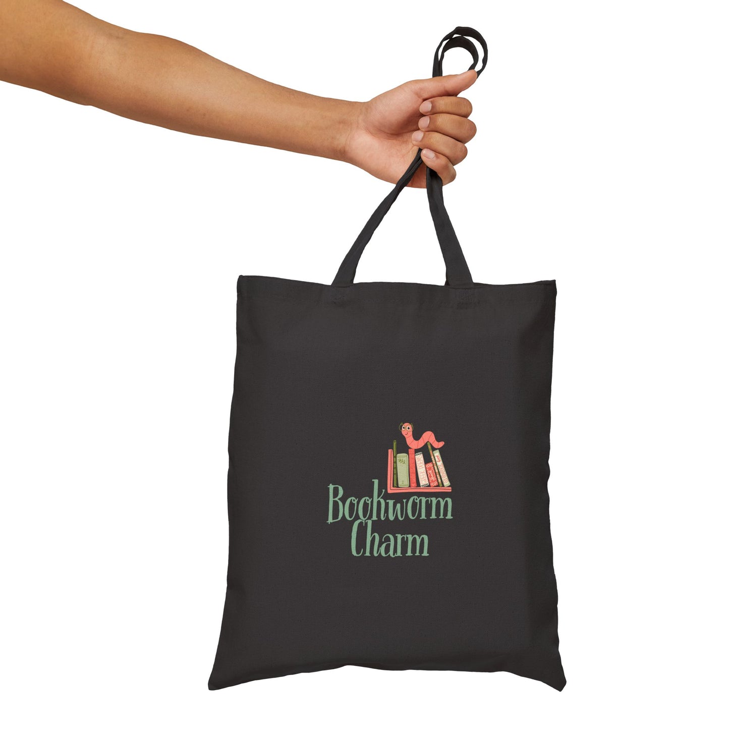 Bookworm Charm - Cotton Canvas Tote Bag